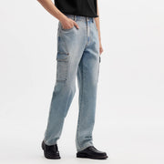 men's retro washed cargo jeans, view 2 - MRSLM