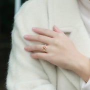 vintage natural pearl resin silver ring - MRSLM