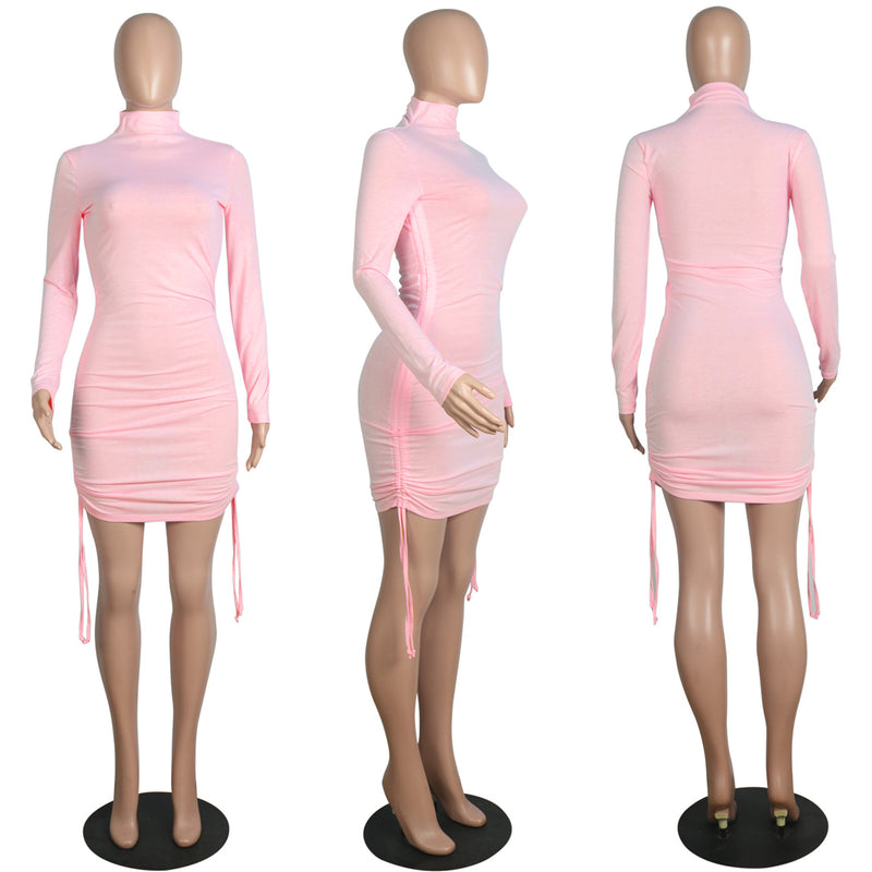 pink sheath long sleeve dress, view 6 - MRSLM