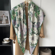 silk cashmere square scarf with print, view 5 - MRSLM
