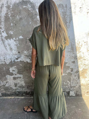 short-sleeved top and wide-leg pants set, view 4 - MRSLM