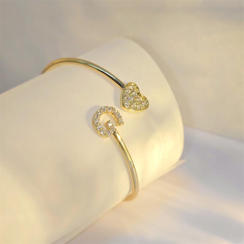 zircon staggered letter charm bracelet, view 4 - MRSLM