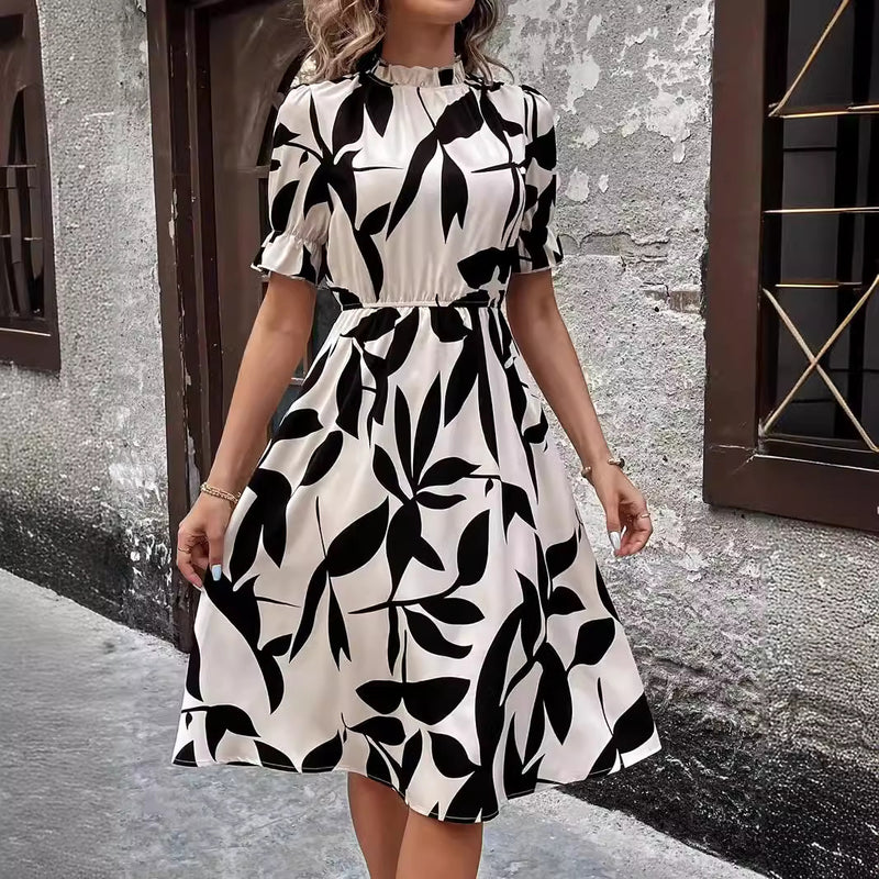 ruffled printed dress, view 2 - MRSLM