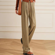 women's high waist checked wide leg pants - MRSLM