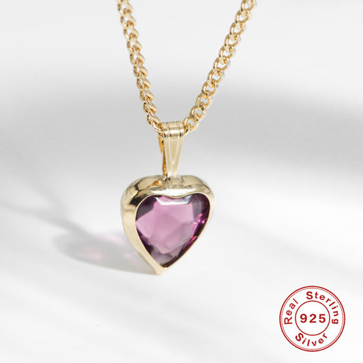 S925 silver topaz heart pendant necklace - MRSLM