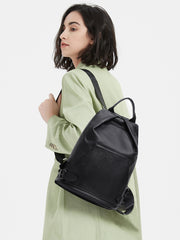 Women's genuine leather backpack with back zip pocket, view 2 - MRSLM