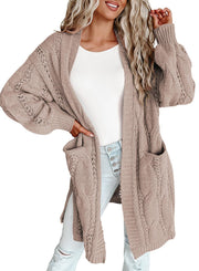 women's long cardigan sweater with pockets, view 10 - MRSLM