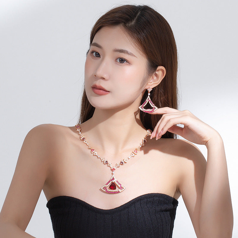 triangle zircon necklace and earring set - MRSLM