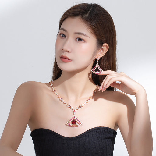 triangle zircon necklace and earring set - MRSLM
