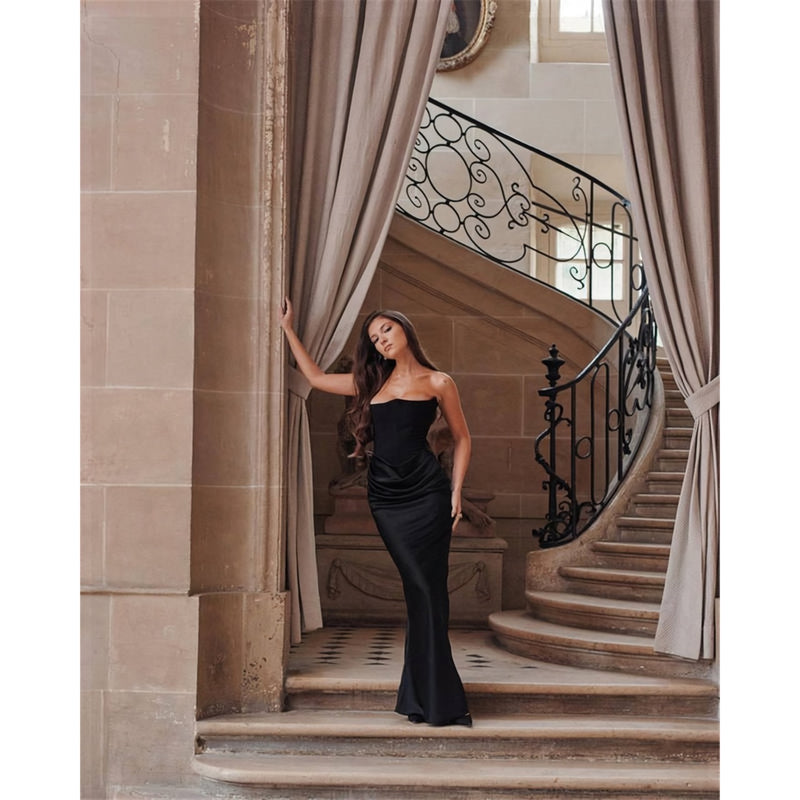strapless sheath maxi dress, view 4 - MRSLM