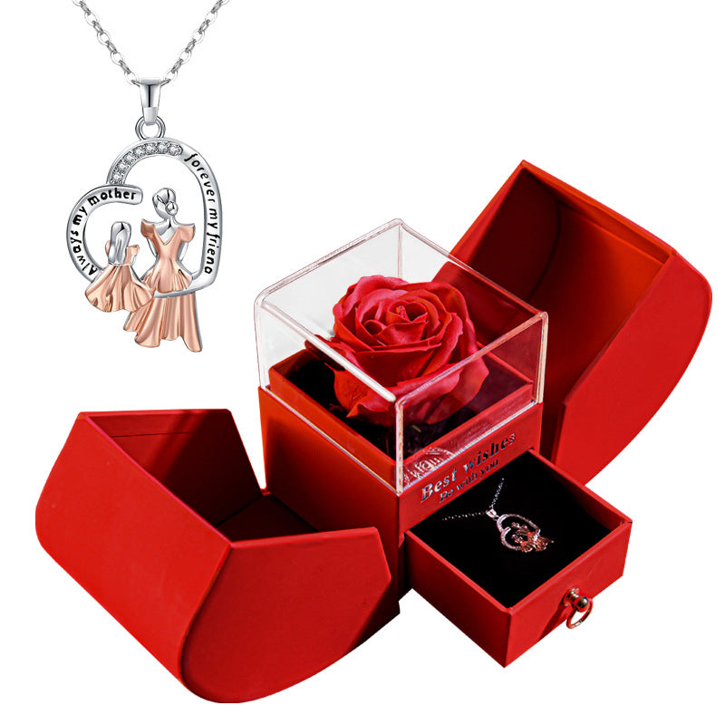Preserved rose apple gift box with necklace, view 15 - MRSLM