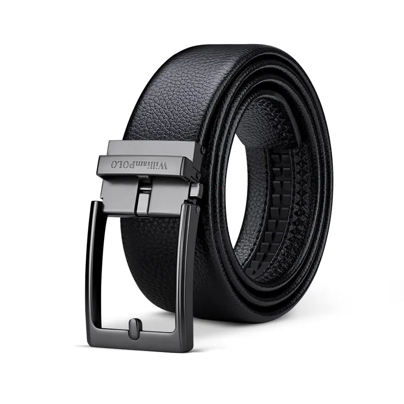 men's leather belt with automatic buckle, view 2 - MRSLM