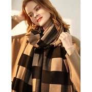 oversized wool plaid winter scarf, view 4 - MRSLM