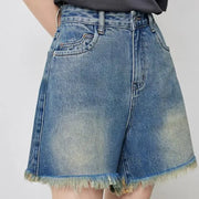 high waist tassel denim shorts - MRSLM
