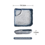 ceramic dumpling plate with sauce compartment, view 6 - MRSLM