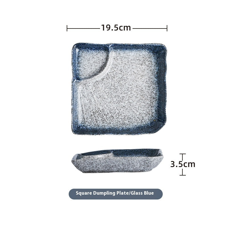 ceramic dumpling plate with sauce compartment, view 6 - MRSLM