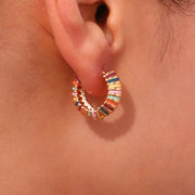 colorful enamel textured hoop earrings, view 4 - MRSLM