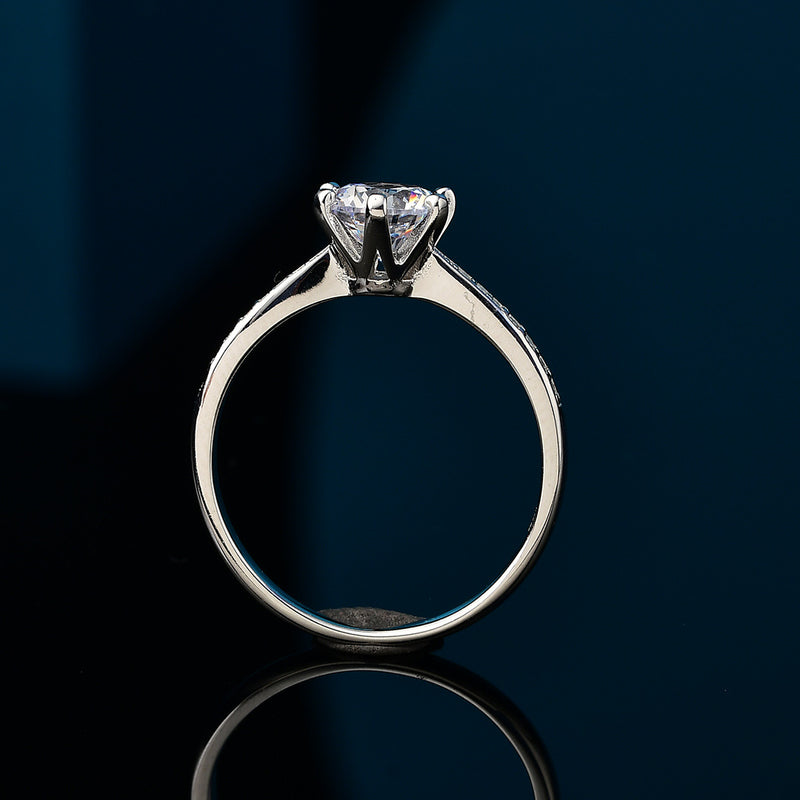 silver crown moissanite ring, view 3 - MRSLM