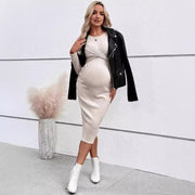 long sleeve maternity dress, view 4 - MRSLM