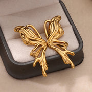 Gold butterfly wings stud earrings, view 5 - MRSLM