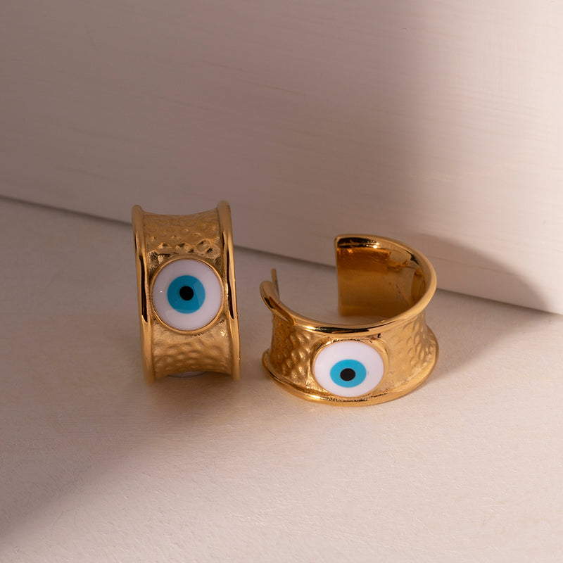 gold-plated devil's eye earrings, view 7 - MRSLM