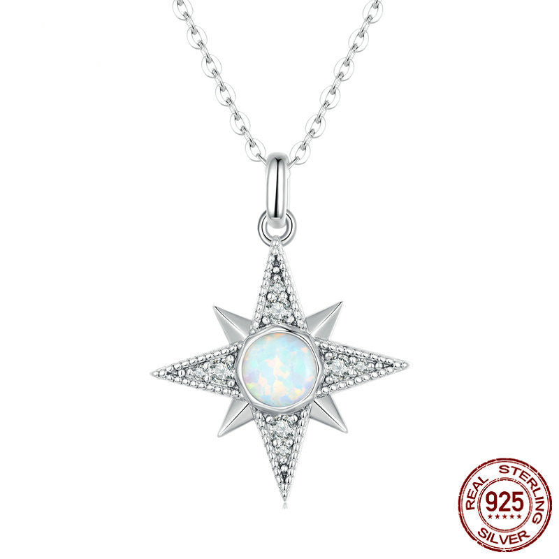 S925 silver star opal necklace, view 4 - MRSLM
