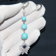 turquoise lapis lazuli fish earrings, view 3 - MRSLM