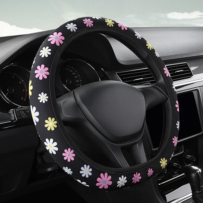 floral print 38cm steering wheel cover, view 2 - MRSLM
