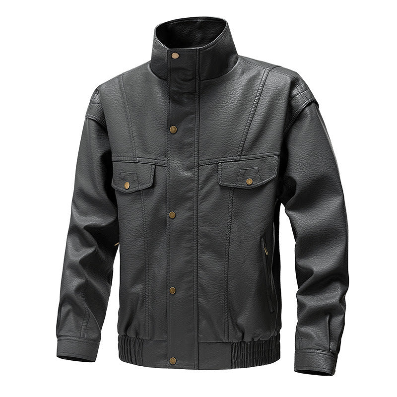 retro PU leather jacket, view 5 - MRSLM