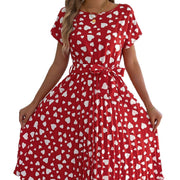contrast color heart pleated dress, view 5 - MRSLM