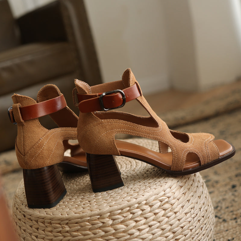 high heel gladiator sandals in genuine leather, view 28 - MRSLM
