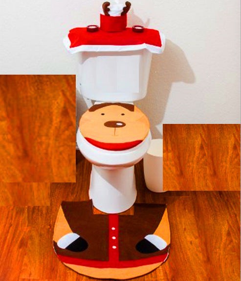 Christmas toilet seat cover and rug bathroom set, view 6 - MRSLM