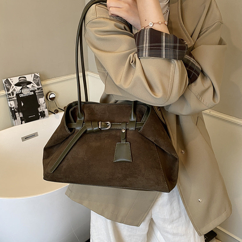 Women's frosted suede-look tote bag, view 3 - MRSLM