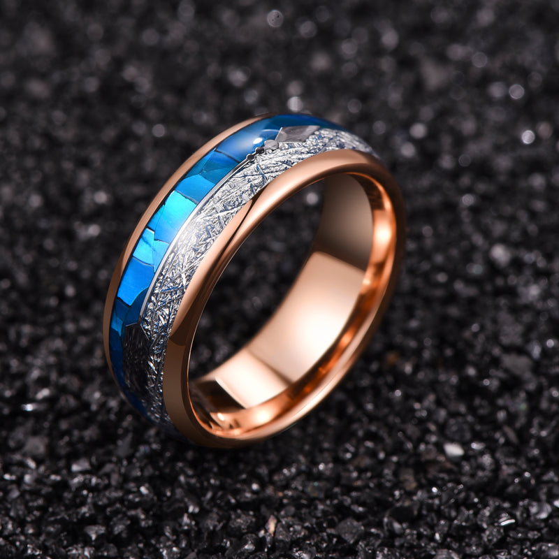 men's blue shell tungsten ring - MRSLM