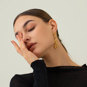 gold coral pearl pendant earrings, view 8 - MRSLM