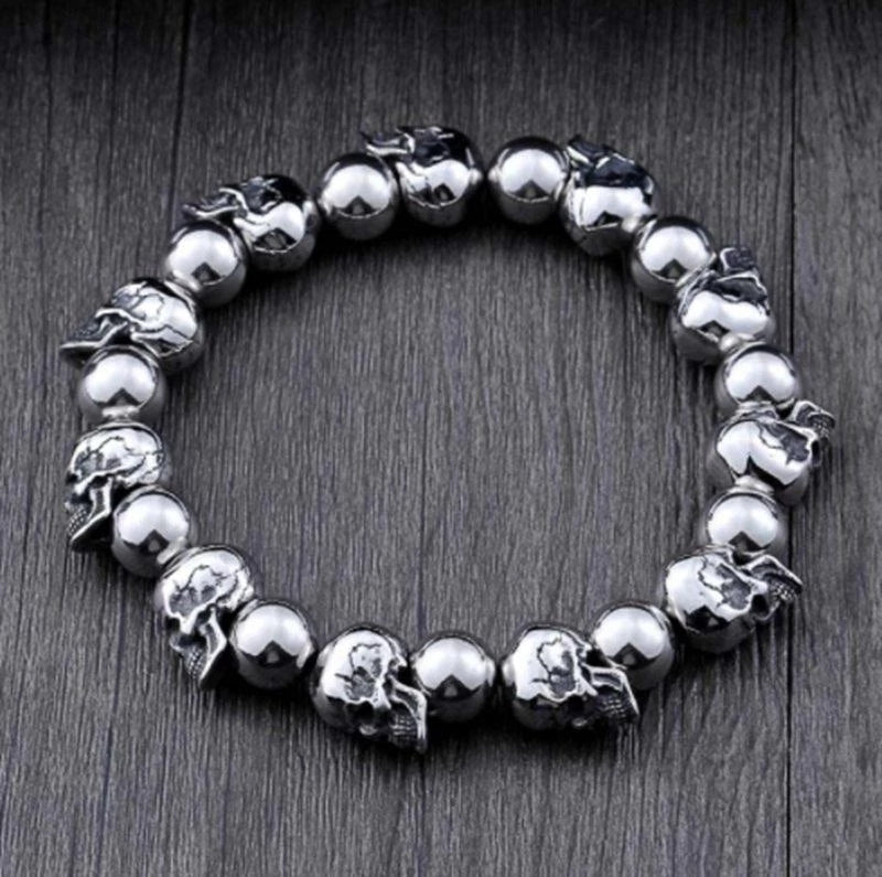 men's titanium steel skull bracelet, view 5 - MRSLM