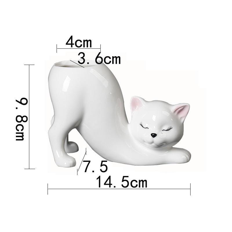cat tail porcelain flower pot, view 2 - MRSLM