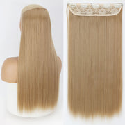 synthetic long straight clip-in hair extensions, view 2 - MRSLM
