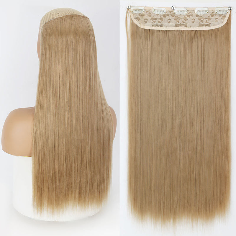 synthetic long straight clip-in hair extensions, view 2 - MRSLM