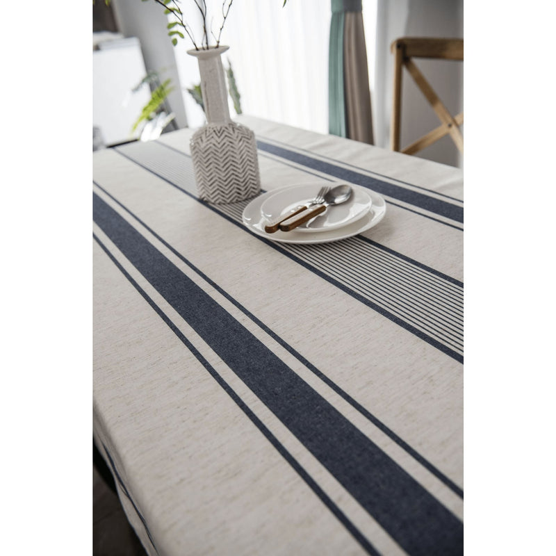 striped cotton linen tablecloth, view 6 - MRSLM