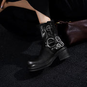 retro women's ankle motorcycle boots, view 9 - MRSLM