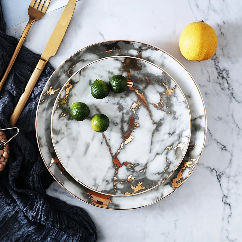 Marble ceramic dinner plates, view 6 - MRSLM