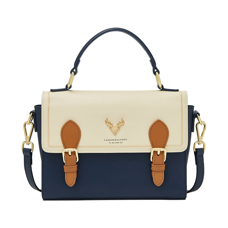 elegant women's split leather flap shoulder bag, view 2 - MRSLM