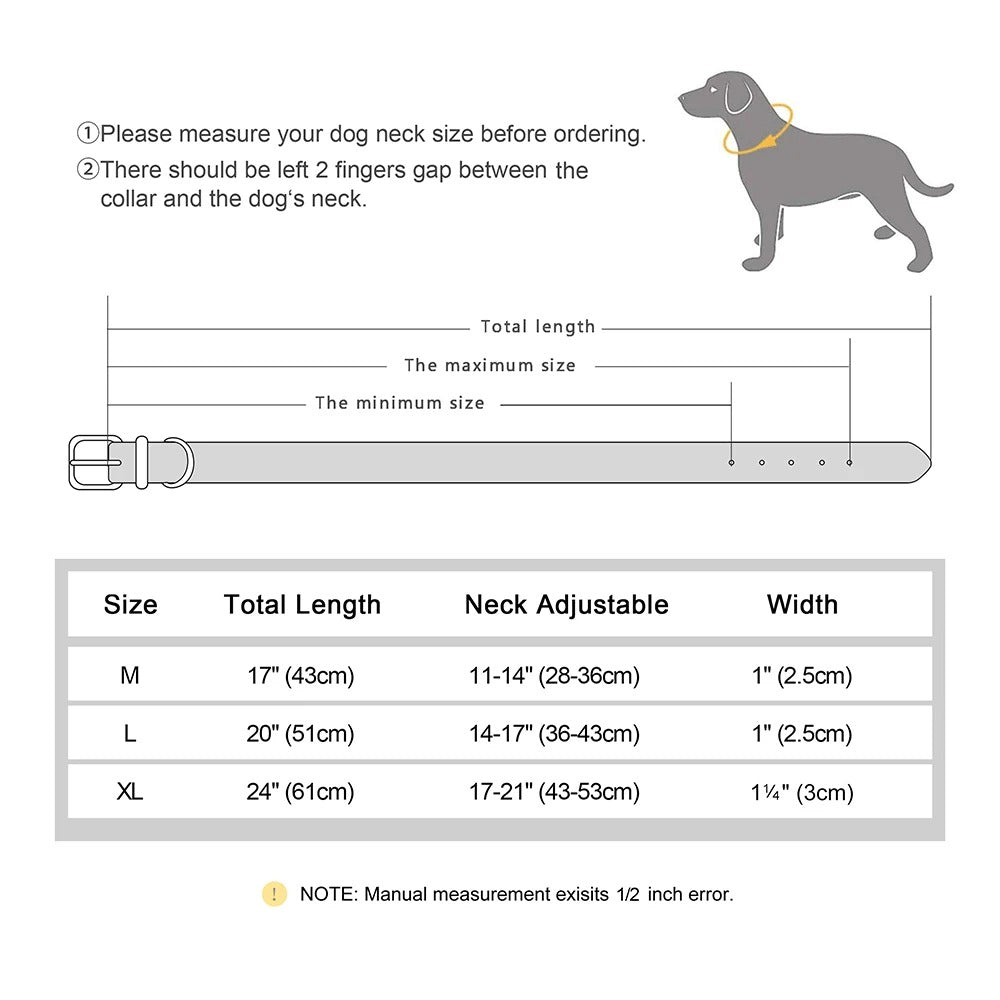 Genuine Leather Dog Collar Durable and Adjustable for Small and Large Dogs