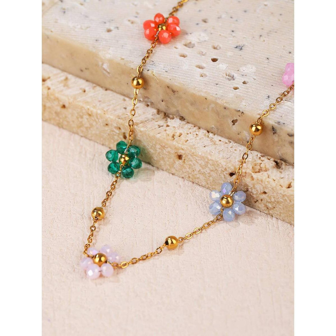 Colorful Flower Beaded Stainless Steel Bracelet