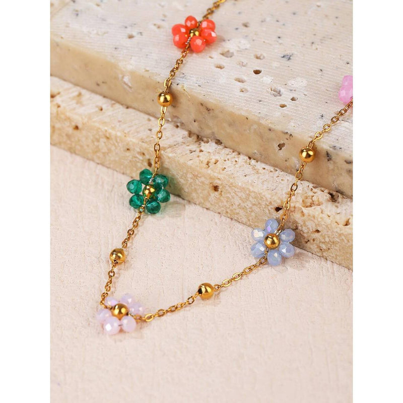 colorful flower beaded steel bracelet, view 3 - MRSLM