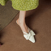 elegant leather mules with bowknot, view 20 - MRSLM
