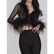 deep v-neck lacing strap cardigan, view 2 - MRSLM