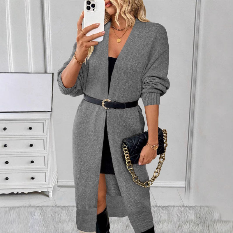 Women's long knit sweater cardigan coat, view 3 - MRSLM
