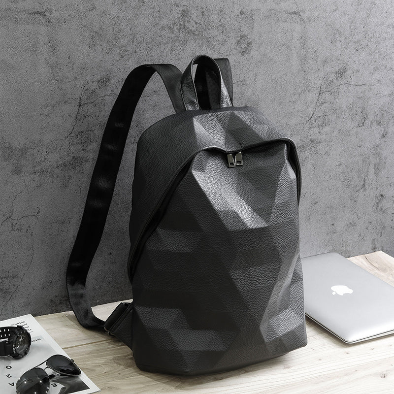 Black PU leather lattice backpack - MRSLM